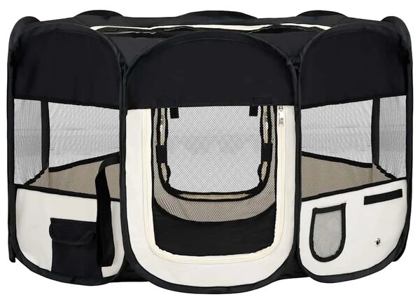 Sklopiva ogradica za pse s torbom za nošenje crna 125x125x61 cm - Crna 125 x 125 x 61 cm 1 Crna