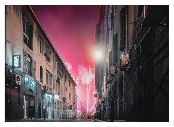 Staklena slika vatrometa u Marseilleu (70x50 cm)