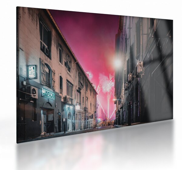 Staklena slika vatrometa u Marseilleu (70x50 cm)