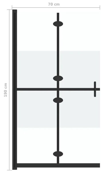 Sklopiva pregrada za tuš napola matirano staklo ESG 70 x 190 cm - crni okvir/polumatirano staklo 70 x 190 cm Crni okvir/polumati
