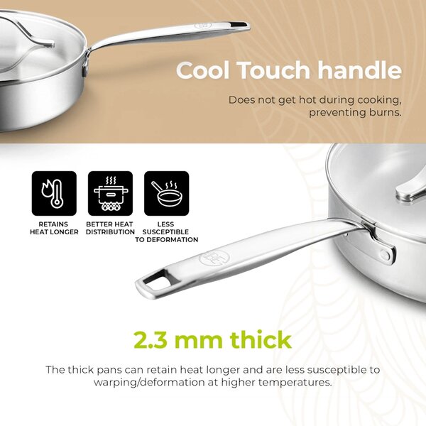 BE Living Duboka tava s poklopcem Stainless Steel 24 cm nehrđajući čelik