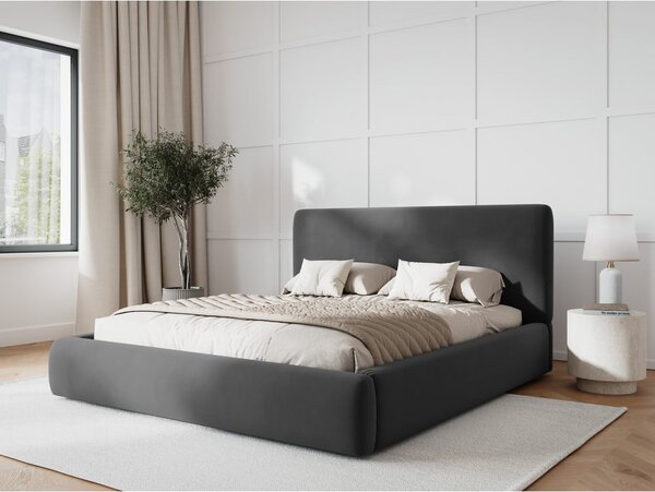 Tamno sivi tapecirani bračni krevet s prostorom za pohranu s podnicom 180x200 cm Colonel – Cosmopolitan Design