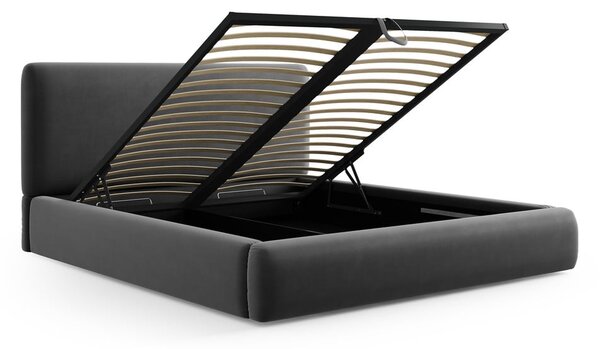 Tamno sivi tapecirani bračni krevet s prostorom za pohranu s podnicom 180x200 cm Colonel – Cosmopolitan Design