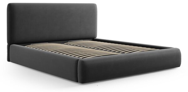 Tamno sivi tapecirani bračni krevet s prostorom za pohranu s podnicom 180x200 cm Colonel – Cosmopolitan Design