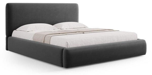 Tamno sivi tapecirani bračni krevet s prostorom za pohranu s podnicom 180x200 cm Colonel – Cosmopolitan Design