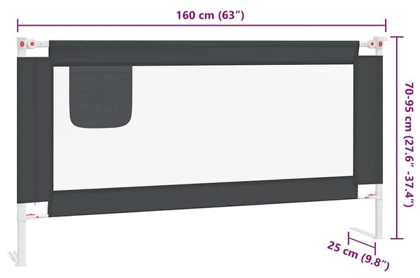 Sigurnosna ograda za dječji krevet tamnosiva 160x25 cm tkanina - Tamno siva 160 x 25 cm 1 Tamno siva