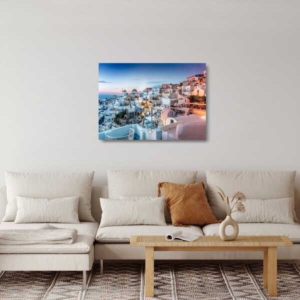 Staklena slika - Sumrak na Santoriniju (70x50 cm)