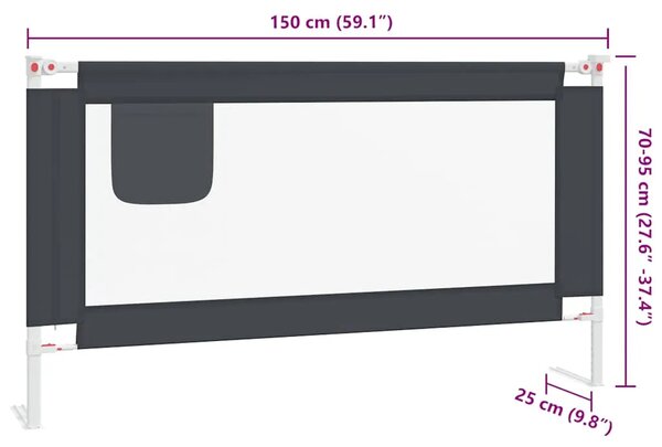 Sigurnosna ograda za dječji krevet tamnosiva 150x25 cm tkanina - Tamno siva 150 x 25 cm 1 Tamno siva