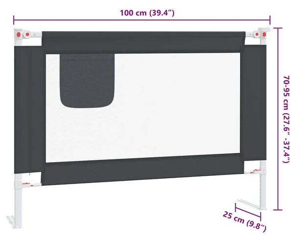 Sigurnosna ograda za dječji krevet tamnosiva 100x25 cm tkanina - Tamno siva 100 x 25 cm 1 Tamno siva