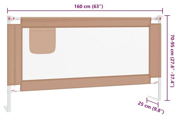 Sigurnosna ograda za dječji krevet smeđe-siva 180x25 cm tkanina - Sivo-smeđa 180 x 25 cm 1 Sivo-smeđa