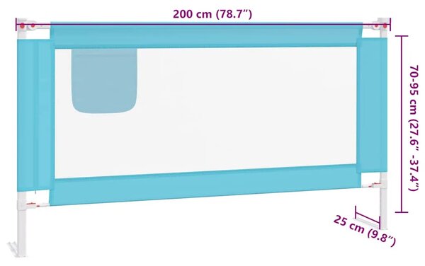 Sigurnosna ograda za dječji krevet plava 200 x 25 cm od tkanine - Plava 200 x 25 cm 1 Plava