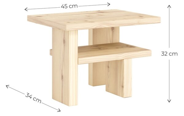Pomoćni stol od masivnog bora 34x45 cm Japan – Karup Design