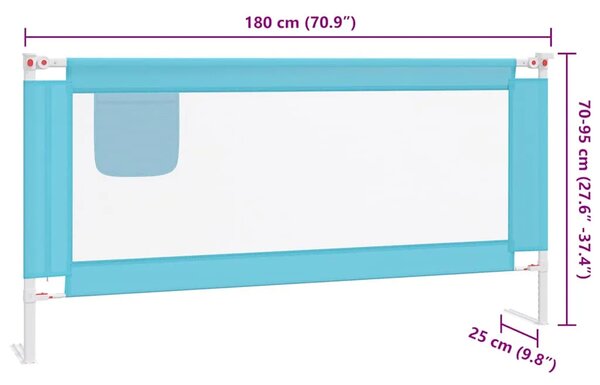 Sigurnosna ograda za dječji krevet plava 180 x 25 cm od tkanine - Plava 180 x 25 cm 1 Plava