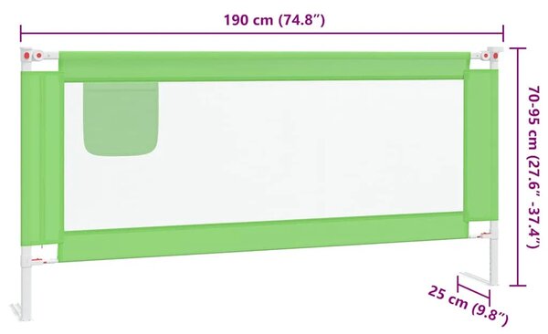 Sigurnosna ograda za dječji krevet zelena 190 x 25 cm tkanina - Zelena 190 x 25 cm 1 Zelena