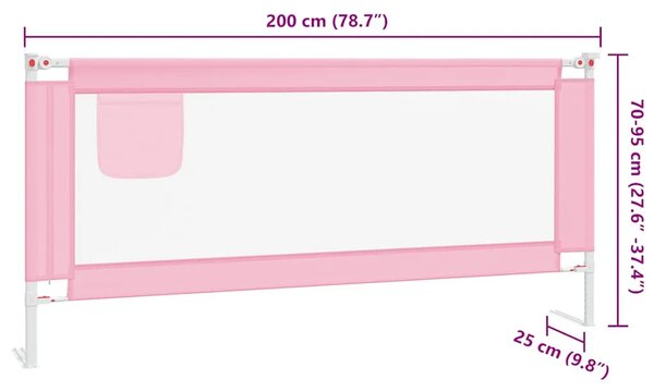 Sigurnosna ograda za dječji krevet ružičasta 200x25 cm tkanina - Ružičasta 200 x 25 cm 1 Ružičasta