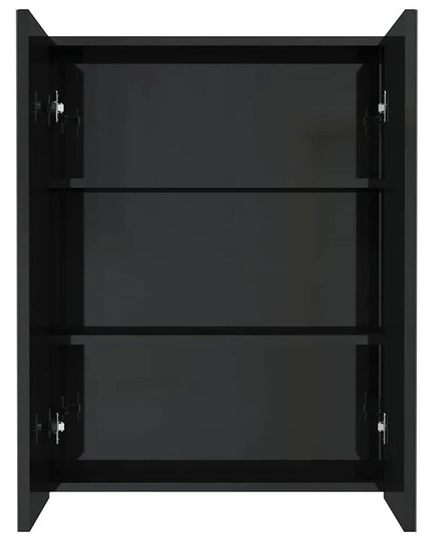 Kupaonski ormarić s ogledalom 60x15x75 cm MDF sjajni crni - Sjajna crna 1 Sjajna crna