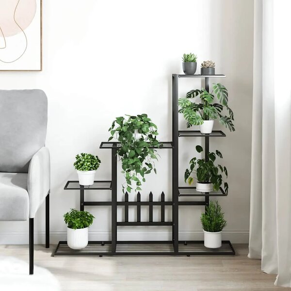 Stalak za cvijeće 94 5 x 25 x 88 cm crni metalni - Crna 1 Bez kotača Crna