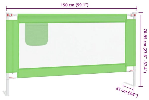 Sigurnosna ograda za dječji krevet zelena 150 x 25 cm tkanina - Zelena 150 x 25 cm 1 Zelena