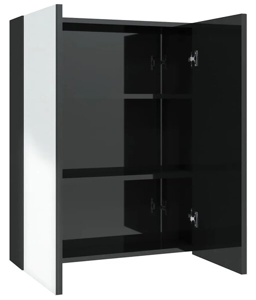 Kupaonski ormarić s ogledalom 60x15x75 cm MDF sjajni crni - Sjajna crna 1 Sjajna crna