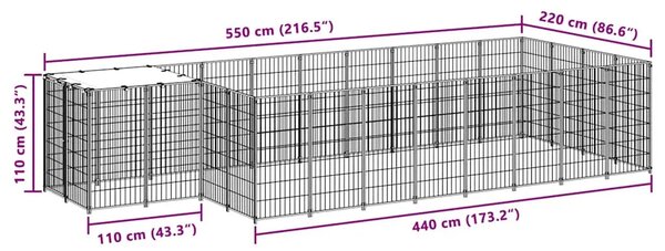 Kavez za pse srebrni 8 47 m² čelični - Srebrno 8.47 m² 1 Srebrno