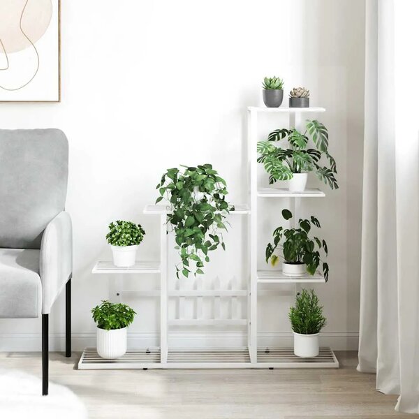 Stalak za cvijeće 94 5 x 25 x 88 cm bijeli metalni - Bijela 1 Bez kotača Bijela
