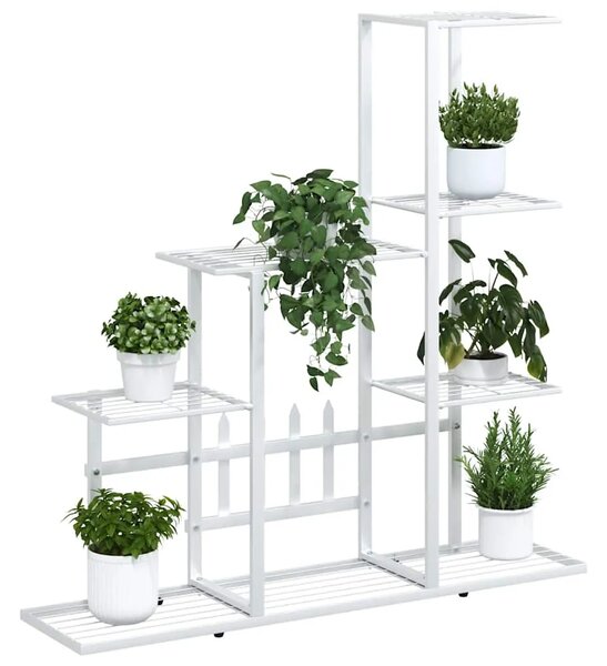 Stalak za cvijeće 94 5 x 25 x 88 cm bijeli metalni - Bijela 1 Bez kotača Bijela
