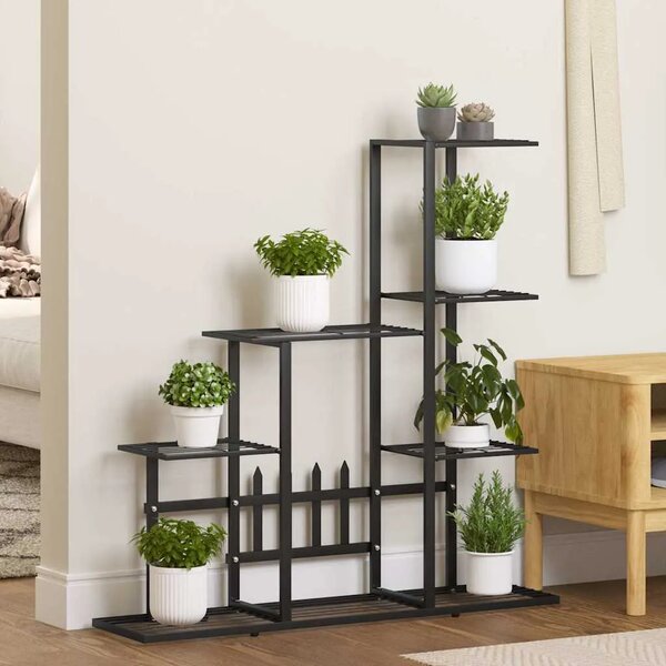 Stalak za cvijeće 94 5 x 25 x 88 cm crni metalni - Crna 1 Bez kotača Crna
