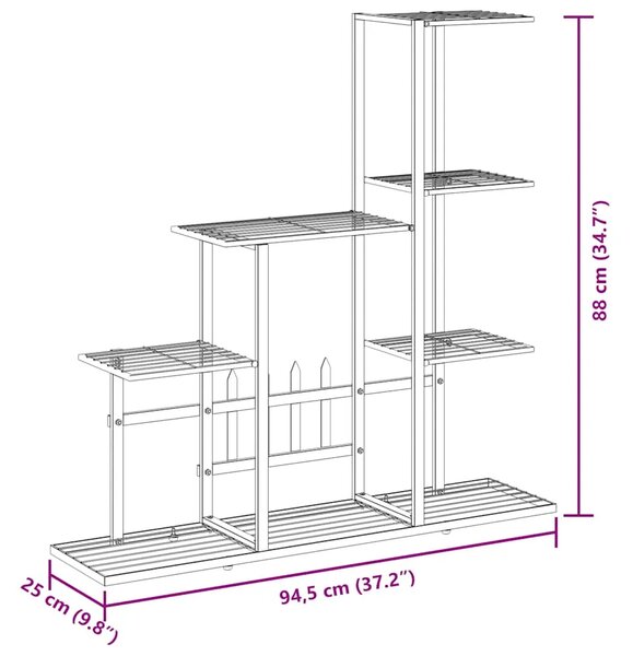 Stalak za cvijeće 94 5 x 25 x 88 cm crni metalni - Crna 1 Bez kotača Crna
