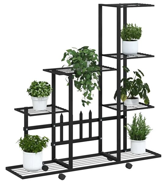 Stalak za cvijeće s kotačima 94 5 x 25 x 92 5 cm crni metalni - Crna 1 S kotačem Crna
