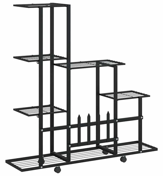 Stalak za cvijeće s kotačima 94 5 x 25 x 92 5 cm crni metalni - Crna 1 S kotačem Crna