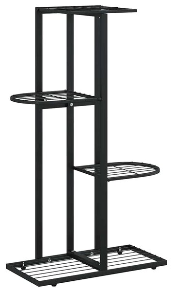 Stalak za cvijeće s 4 razine 43 x 22 x 76 cm crni metalni - Crna 43 x 22 x 76 cm 1 Crna