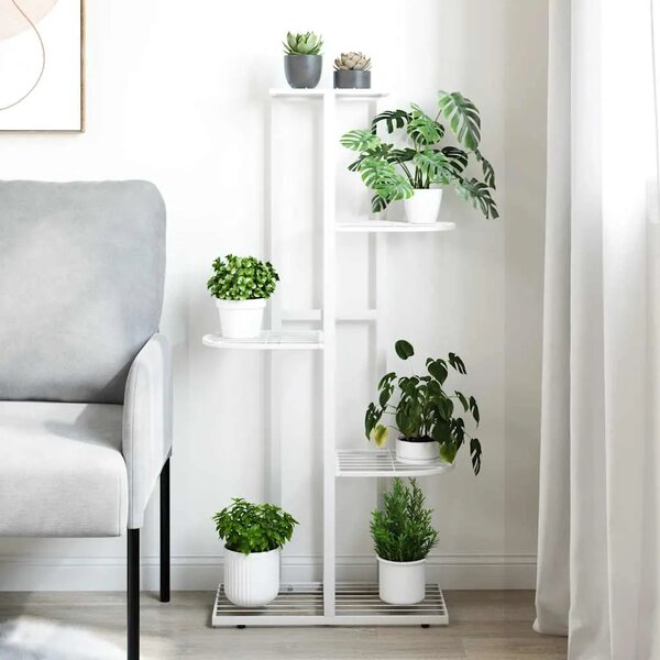 Stalak za cvijeće s 5 razina 43 x 22 x 98 cm bijeli metalni - Bijela 43 x 22 x 98 cm 1 Bijela