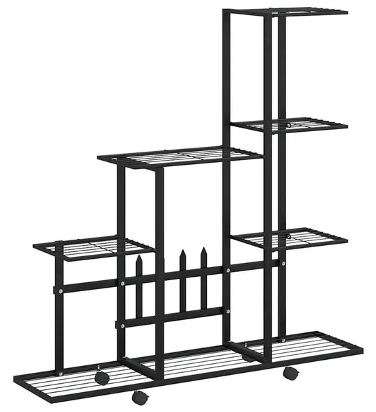 Stalak za cvijeće s kotačima 94 5 x 25 x 92 5 cm crni metalni - Crna 1 S kotačem Crna