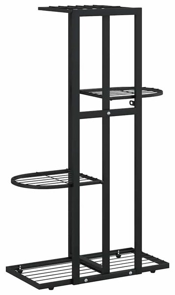 Stalak za cvijeće s 4 razine 43 x 22 x 76 cm crni metalni - Crna 43 x 22 x 76 cm 1 Crna
