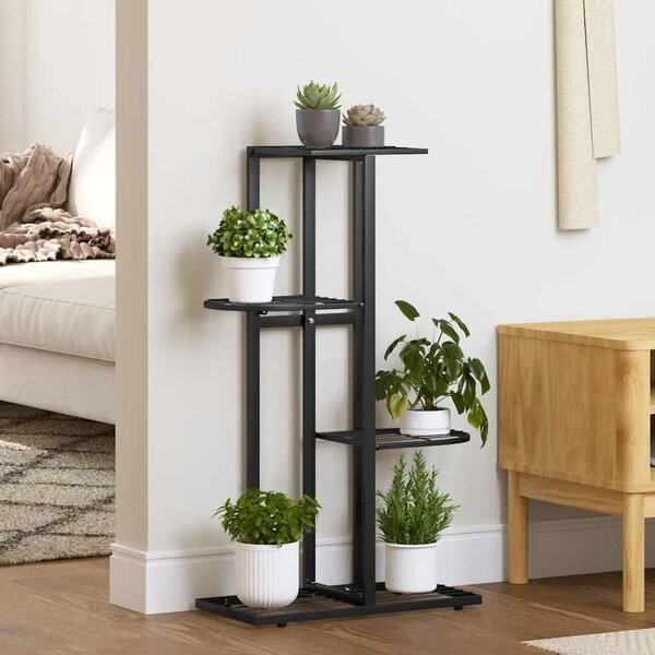 Stalak za cvijeće s 4 razine 43 x 22 x 76 cm crni metalni - Crna 43 x 22 x 76 cm 1 Crna