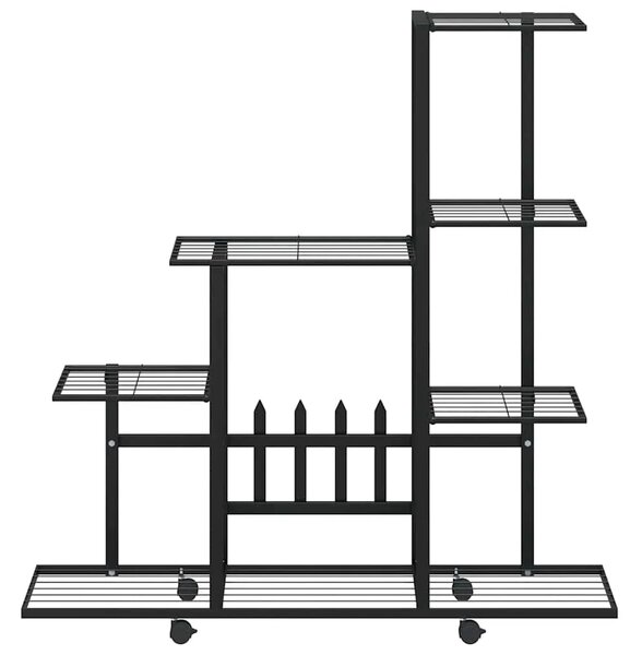Stalak za cvijeće s kotačima 94 5 x 25 x 92 5 cm crni metalni - Crna 1 S kotačem Crna