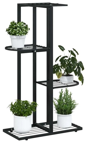 Stalak za cvijeće s 4 razine 43 x 22 x 76 cm crni metalni - Crna 43 x 22 x 76 cm 1 Crna