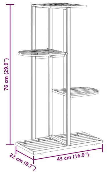 Stalak za cvijeće s 4 razine 43 x 22 x 76 cm crni metalni - Crna 43 x 22 x 76 cm 1 Crna