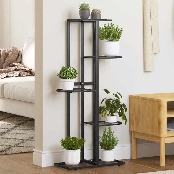 Stalak za cvijeće s 5 razina 43 x 22 x 98 cm crni metalni - Crna 43 x 22 x 98 cm 1 Crna