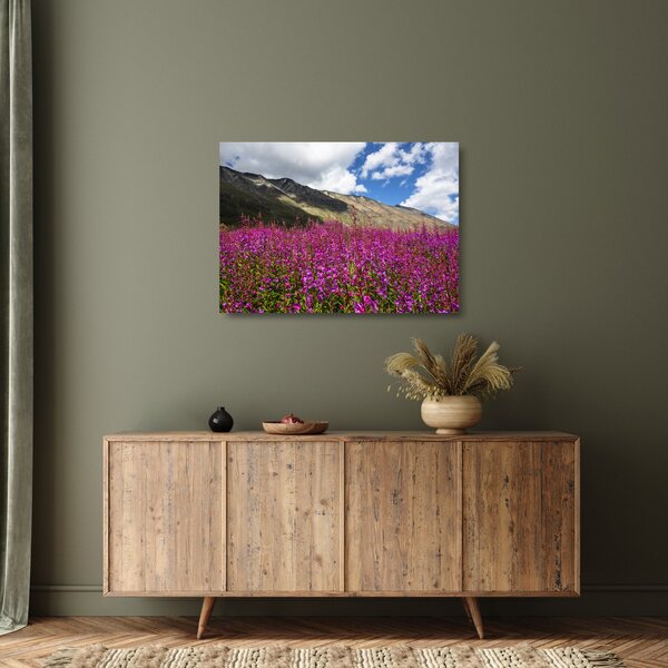 Staklena slika pejzaža planinske livade (70x50 cm)