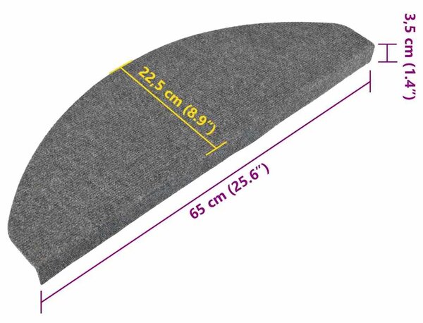 Ljepljivi tepisi za stepenice 15 kom 65x22 5x3 5 cm sivi - Siva 65 x 22.5 x 3.5 cm 15 Siva
