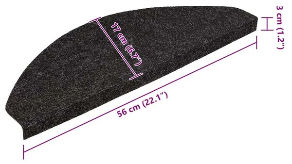 Ljepljivi tepisi za stepenice 15 kom 56x17x3 cm crni - Crna 56 x 17 x 3 cm 15 Crna