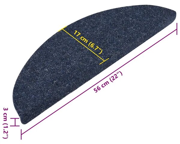 Ljepljivi tepisi za stepenice 15 kom 56x17x3 cm plavi - Plava 56 x 17 x 3 cm 15 Plava