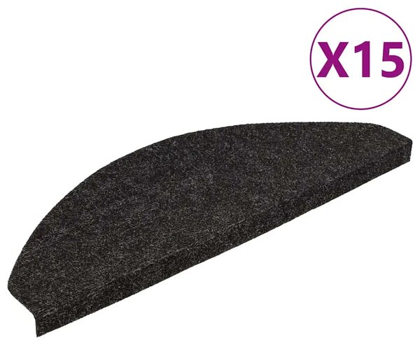 Ljepljivi tepisi za stepenice 15 kom 56x17x3 cm crni - Crna 56 x 17 x 3 cm 15 Crna