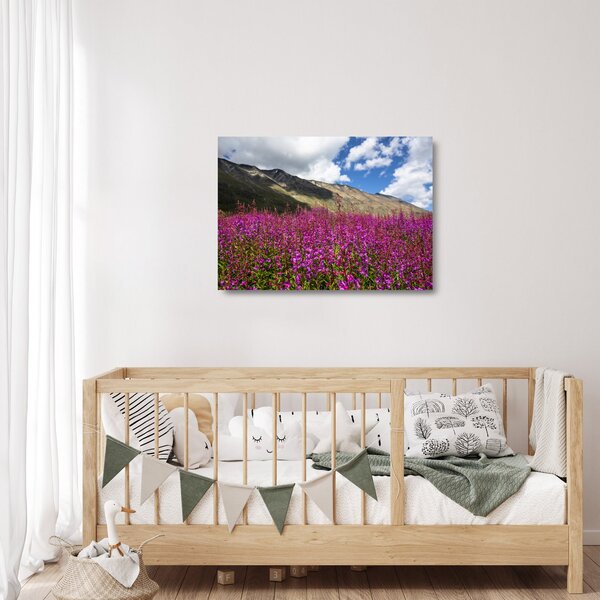 Staklena slika pejzaža planinske livade (70x50 cm)