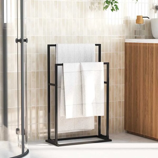 Samostojeći stalak za ručnike crni 48 x 24 x 78 5 cm željezni - Crna 48 x 24 x 78.5 cm Crna 48 x 24 x 78.5 cm