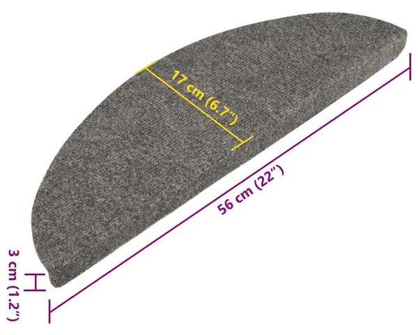 Ljepljivi tepisi za stepenice 15 kom 56x17x3 cm sivi - Siva 56 x 17 x 3 cm 15 Siva