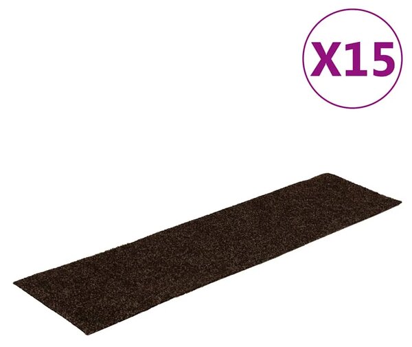 Prostirke za stepenice samoljepljive 15 kom 76x20 cm smeđe pravokutne - Smeđa 76 x 20 cm 15 Smeđa