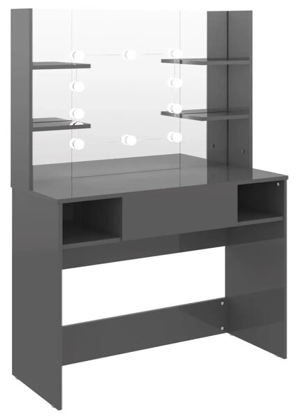 Stolić za šminkanje LED 100 x 40 x 135 cm MDF sjajni sivi - Sjajna siva 1 Sjajna siva