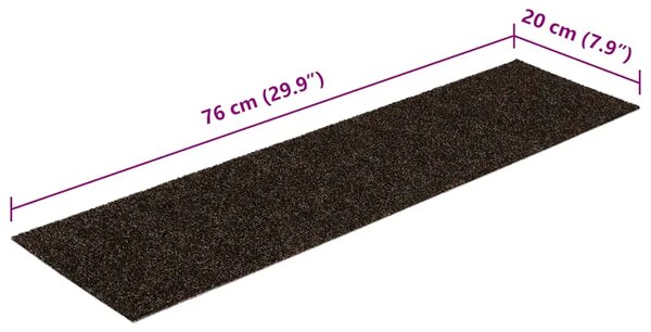 Prostirke za stepenice samoljepljive 15 kom 76x20 cm tamnosmeđe pravokutne - Tamno smeđa 76 x 20 cm 15 Tamno smeđa